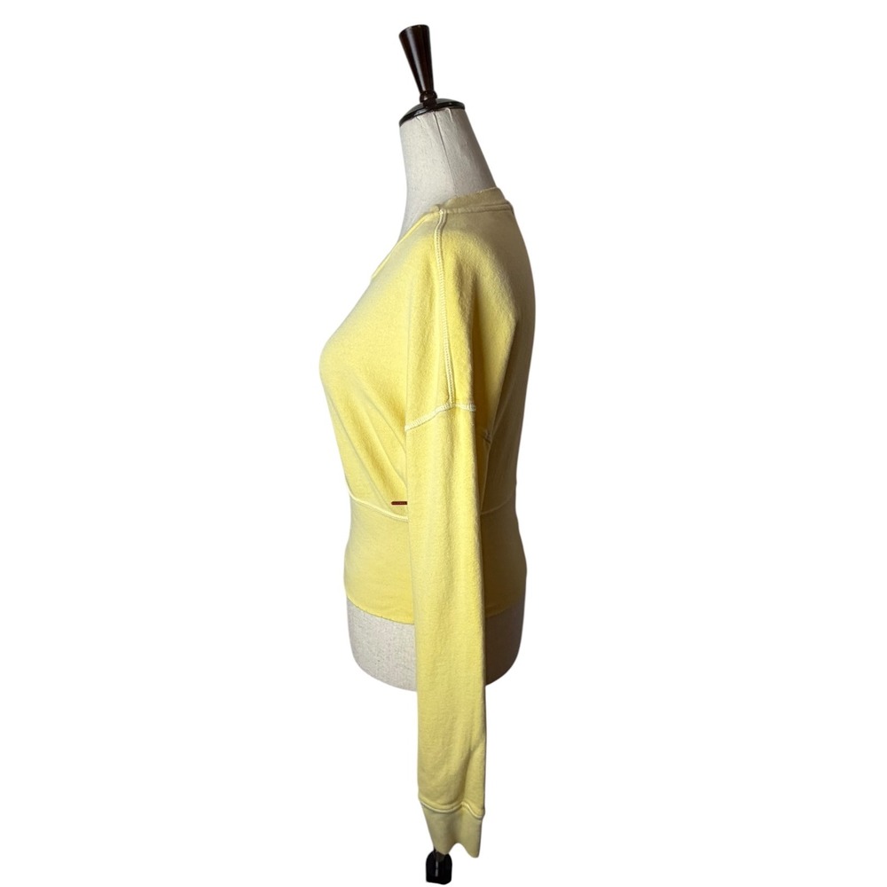 n:PHILANTHROPY Reeves Sweatshirt Women Small Yellow Crop Distressed Streetwear - Picture 8 of 15